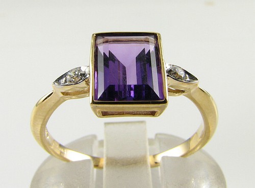 Anello oro 9 ct ametista - anello,