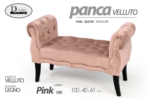 Panca velluto divanetto pink - velluto,