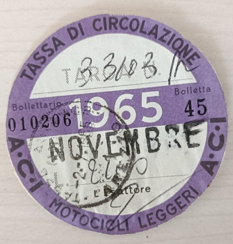 Bollo aci 1965 per - bollo,