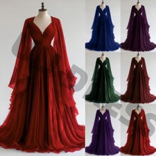 Abiti da sposa in chiffon vintage con cappuccio scollo a V linea A increspati da sposa