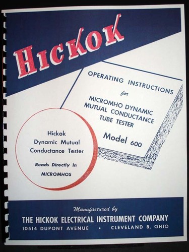 Manuale tester tubi hickok - manuale,