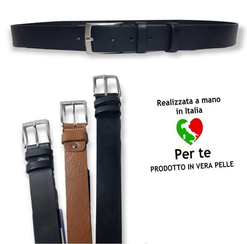 Cintura uomo pelle blu nera