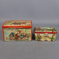 Lotto 2 Scatole Latta Pubblicitarie Biscotti Doria Salvadanaio Vintage Anni '60