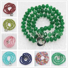 Collana perline rondelle pietra preziosa acquamarina tormalina giada sfaccettata 5x8 mm 18''