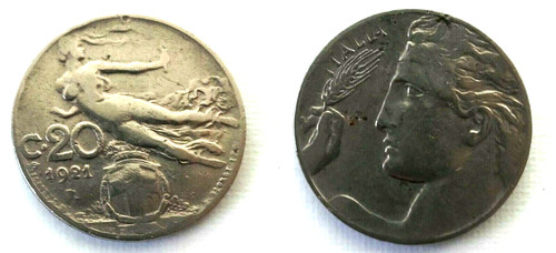 Regno italia moneta da - d'italia,