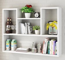 Mensole A Muro Cameretta In Legno MDF Bianco 4 Scomparti Parete Moderna
