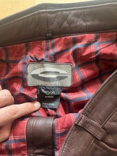 PANTALONE MOTO BMW CANYON PELLE MARRONE BICI BIKER CRUISER JEANS UOMO 110 38