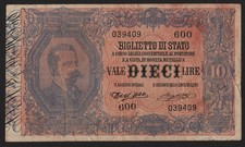 10 LIRE UMBERTO I 25/10/1892