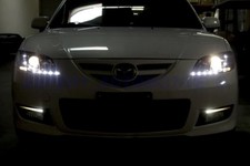 FARI ANTERIORI DAYLINE MAZDA 3 DAYLIGHT CROMO LED DIURNI   2003 A 2008