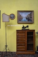 Schedario-classificatore stile inglese con vetrina e cassetti