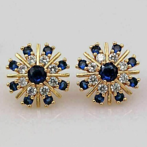 Orecchini zaffiro blu - , diamanti