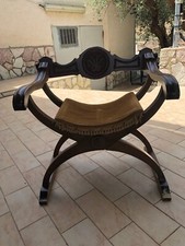 Antique chair with suede seat