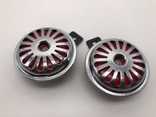 COPPIA TROMBE CROMATE CLACSON BITONALI 12V 24V AUTO MOTO CAMPER CAMION 110 DB 1