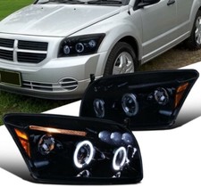FARI LED ANTERIORI ANGEL EYES NERO PER DODGE CALIBER 06-12 FANALI HEADLIGHTS