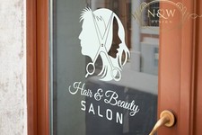 Acconciature e salone di bellezza barbiere parrucchiere porta finestra da parete vinile adesivo decorazione