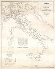 Carta delle Regioni delle Provincie e delle vie ferrate dell'Ital