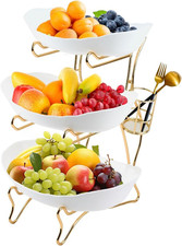 Portafrutta Da Tavolo in Plastica,Fruttiera 3 Ripiani in Plastica,Portafrutta a 