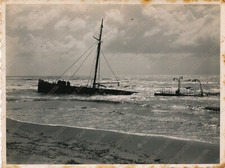 1934 LIDO DI LATINA Veliero naufragato Capo Portiere Fotografia Frollini