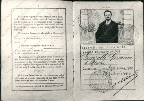 1920 passaporto giovanni - 1920,