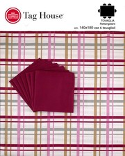 TOVAGLIA 140*180 Tag House Passion Dis. INTRECCIO variante ROSA con 6 tovaglioli