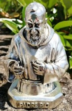 Statua SAN PIO Busto Scultura PADRE PIO in resina d'argento cm.14 