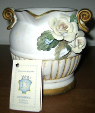 VASO CAPODIMONTE Artigianale Certificato in ceramica con rose Made Italy Vintage