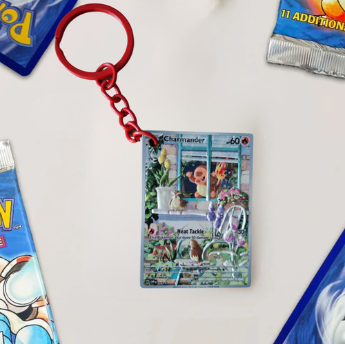 Pokémon card inspired keyring - card,