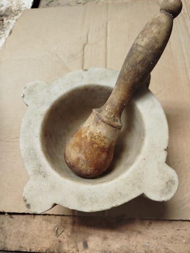 Antico mortaio marmo con - mortaio,