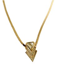 Collana/girocollo vintage Christian Dior tono oro strass trasparenti