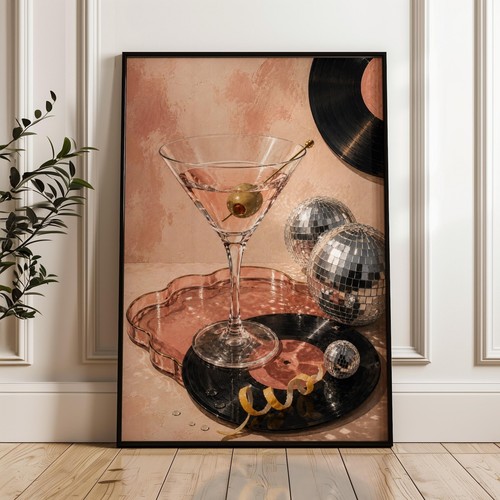 Poster martini disco ball - poster,