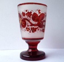 Bicchiere Ciotola Piede Tinto Vetro Boemia Um 1880 - 1900 AL1427