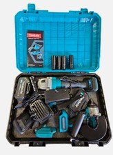 Kit 4in1 Trapano Smerigliatrice Avvitatore ad Impulsi Lampada 2 batterie Makota