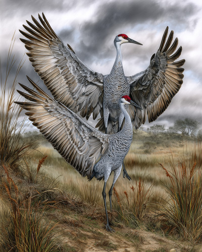 Gru sandhill 8x10 - ali, danzanti