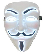 Maschera V per Vendetta Anonymous x Costume Carnevale Led Luminoso L.4532
