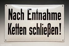 ANTICA INSEGNA SMALTATA - Chiudere le catene dopo il prelievo! - 1950 circa...39,5 x 25 cm