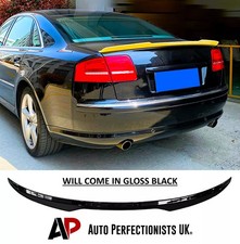 Kit Corpo Ala Labbro Spoiler Stivale Posteriore Audi A8 S8 D3 Nero Lucido 2003 - 2010