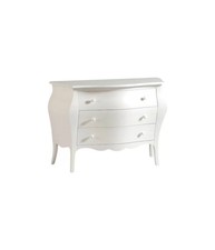 Comò 3 cassetti bombato shabby legno bianco opaco 116X42X85 (1020).