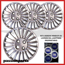 COPRICERCHI 15" R15 FIAT GRANDE PUNTO LOGO BLU COPPE RUOTA SET 4 PEZZI 