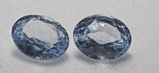 Topazio Naturale Lucente Coppia Blu Cielo Ovale 10x8m ct 6.14  x Gioielli  Orafo
