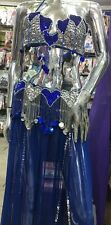 Costume da danza del ventre sexy, abito da danza del ventre blu reale, abbigl...