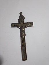 Antico Crocifisso Bronzo Non Datato Cm 10