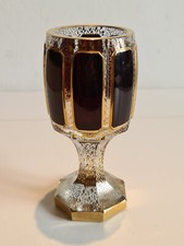 Grande calice Boemia in cristallo molato e finemente dorato