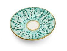 Piatto bassorilievo in ceramica figure femminili classiche firmata a mano Sassu