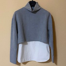 ZARA Trafaluc Collection Maglia Zip Collo Camicia Manica Lunga Grigio XS Twee