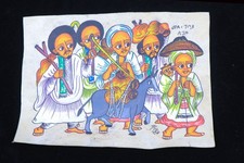 Dipinto a mano su cuoio tradizionale etiope (andare al mercato)