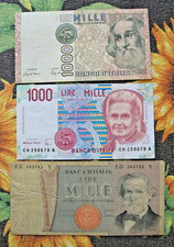 TRIS BANCONOTE DA 1000 lire : Verdi II° tipo , Marco Polo, Montessori