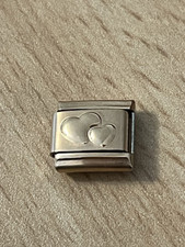 Bracciale maglia oro rosa doppio amore cuore nomination stile regalo charm 9mm nuovo