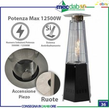 Stufa a Gas GPL a Fiamma Viva a Piramide Da Esterno 12500W H222,7 Cm