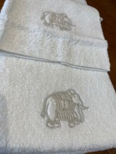 GRUPPO 2 ASCIUGAMANI BIANCHI SPUGNA ITALIANA VINTAGE (VISO + BIDET)