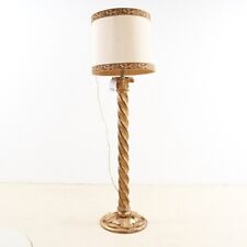 LAMPADA DA TERRA ANTICA, COLONNA A TORCIGLIONE IN LEGNO DORATO